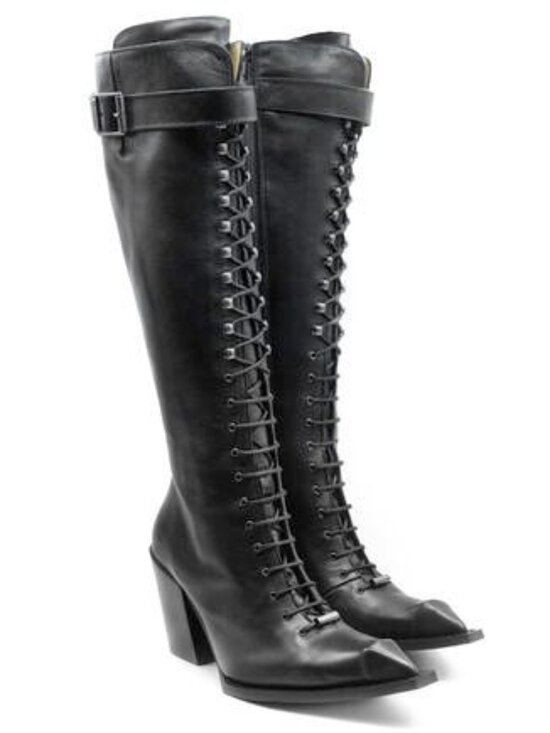 John Fluevog Shoes - Fluevog Swordfish Hi Abstract Candy black boots 6